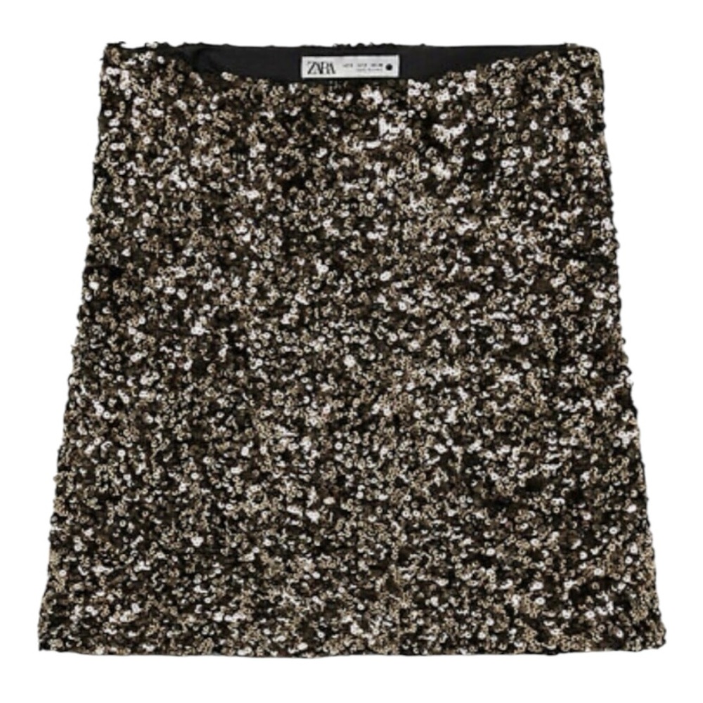 ZARA GOLD SEQUIN MINI SKIRT SPARKLY PARTY GLAM CLUB WEAR SIZE XS **NWT** - Picture 12 of 12